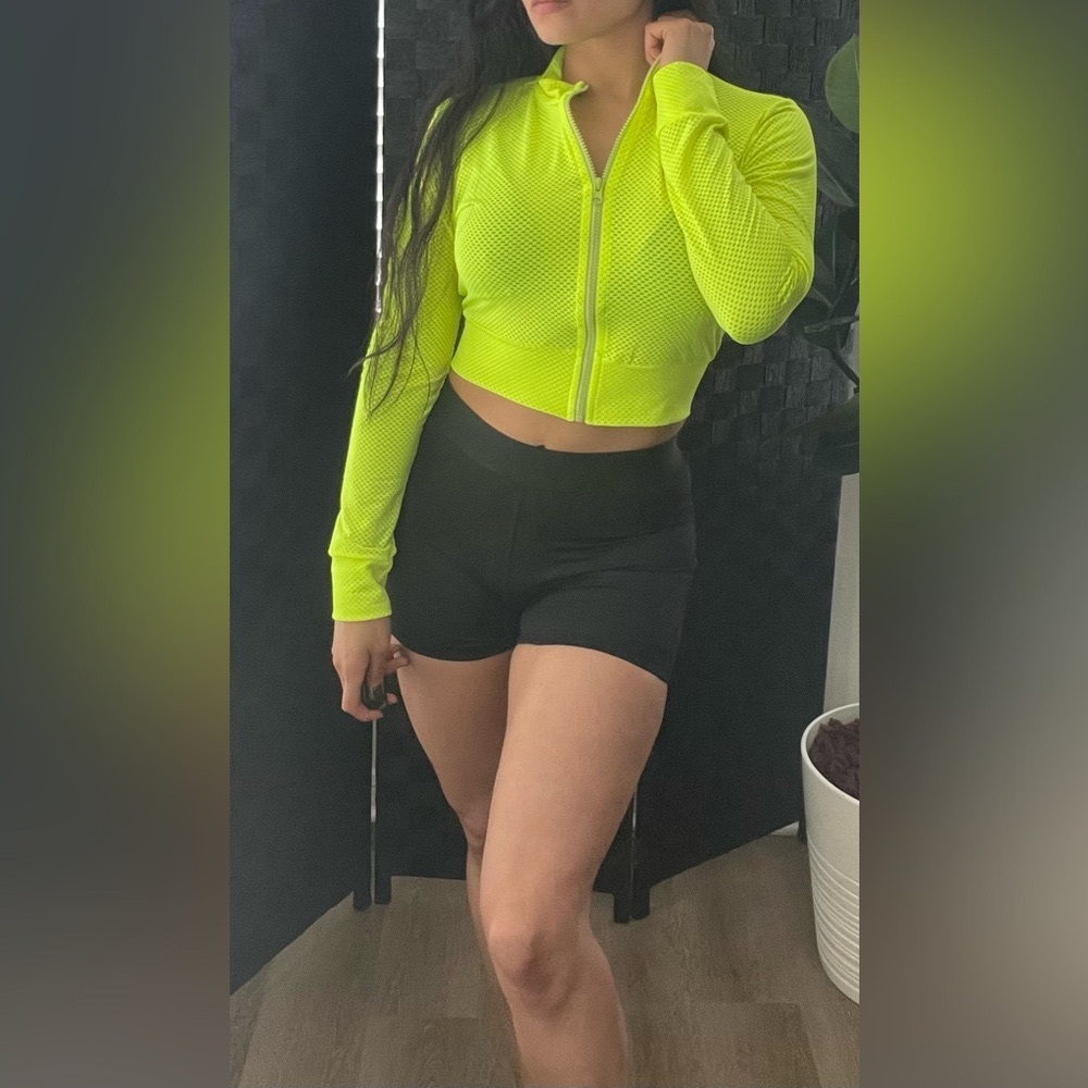 Neon Green Mesh Zip-Up Jacket